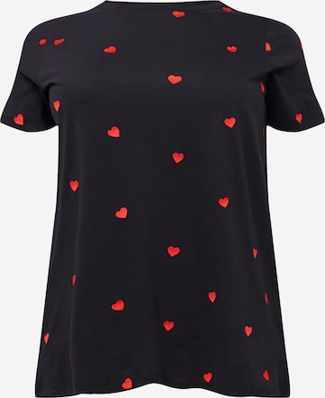 ONLY Carmakoma - Camiseta 'HEART' en negro: frente