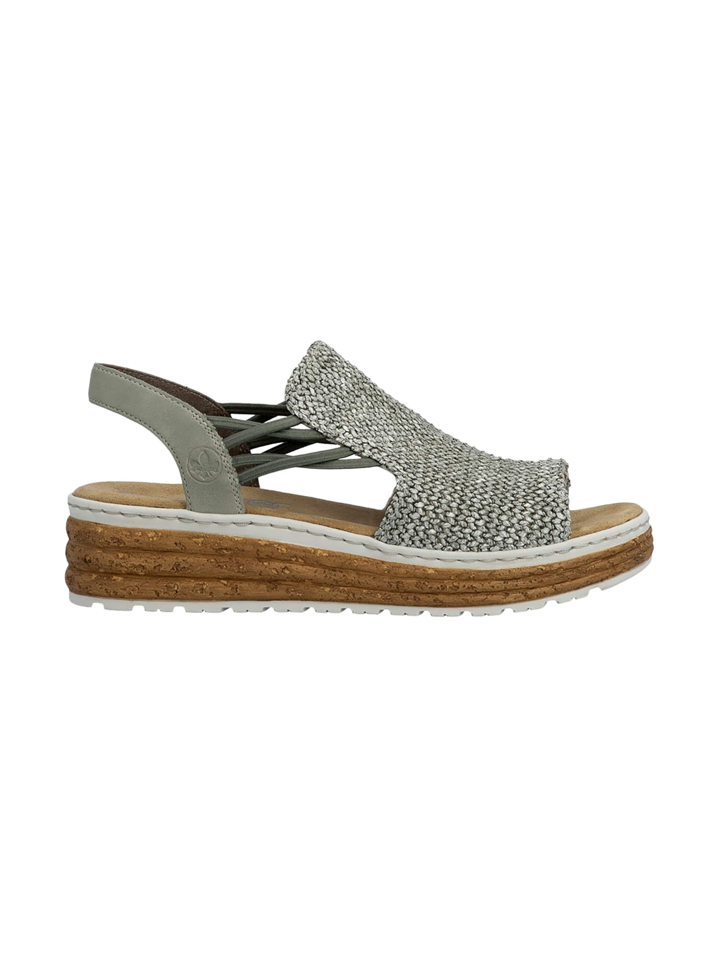 Sandales 'Santiago Sandalen mit Keilabsatz und Gummizug' Rieker en vert