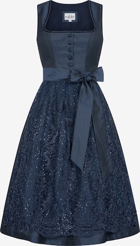 Trachtenhof Nübler Dirndl 'Midi Dirndl Kerala' in Blau: Vorderseite