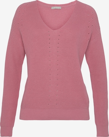 TAMARIS Sweater 'Ajour' in Pink: front