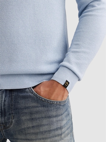 PME Legend - Jersey 'Pullover in cotton/modal with ribbed collar' en azul