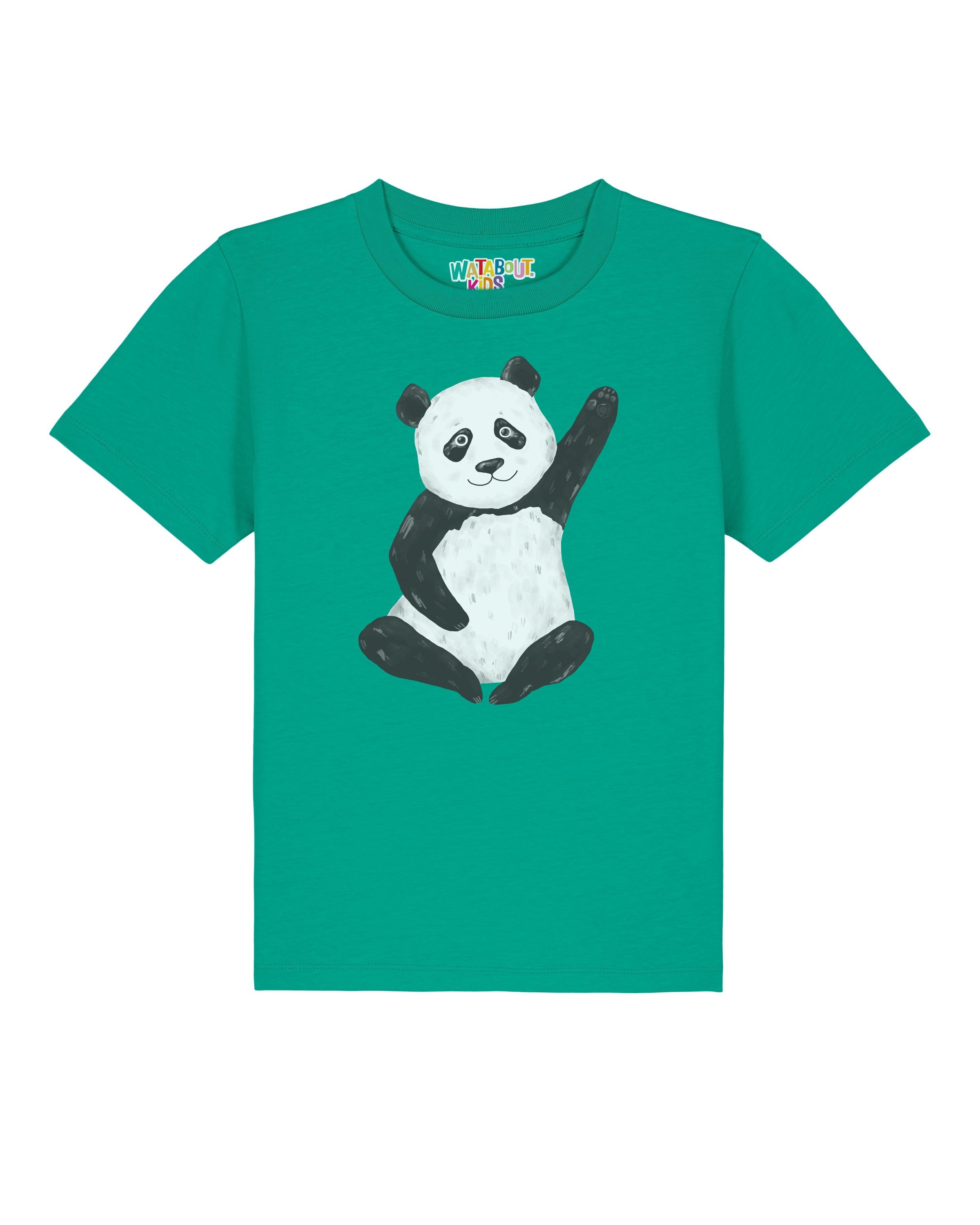Maglietta 'Panda' di watabout.kids in verde: frontale