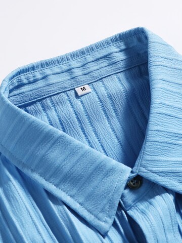 ALLTHEMEN Comfort fit Button Up Shirt 'Schwung' in Blue