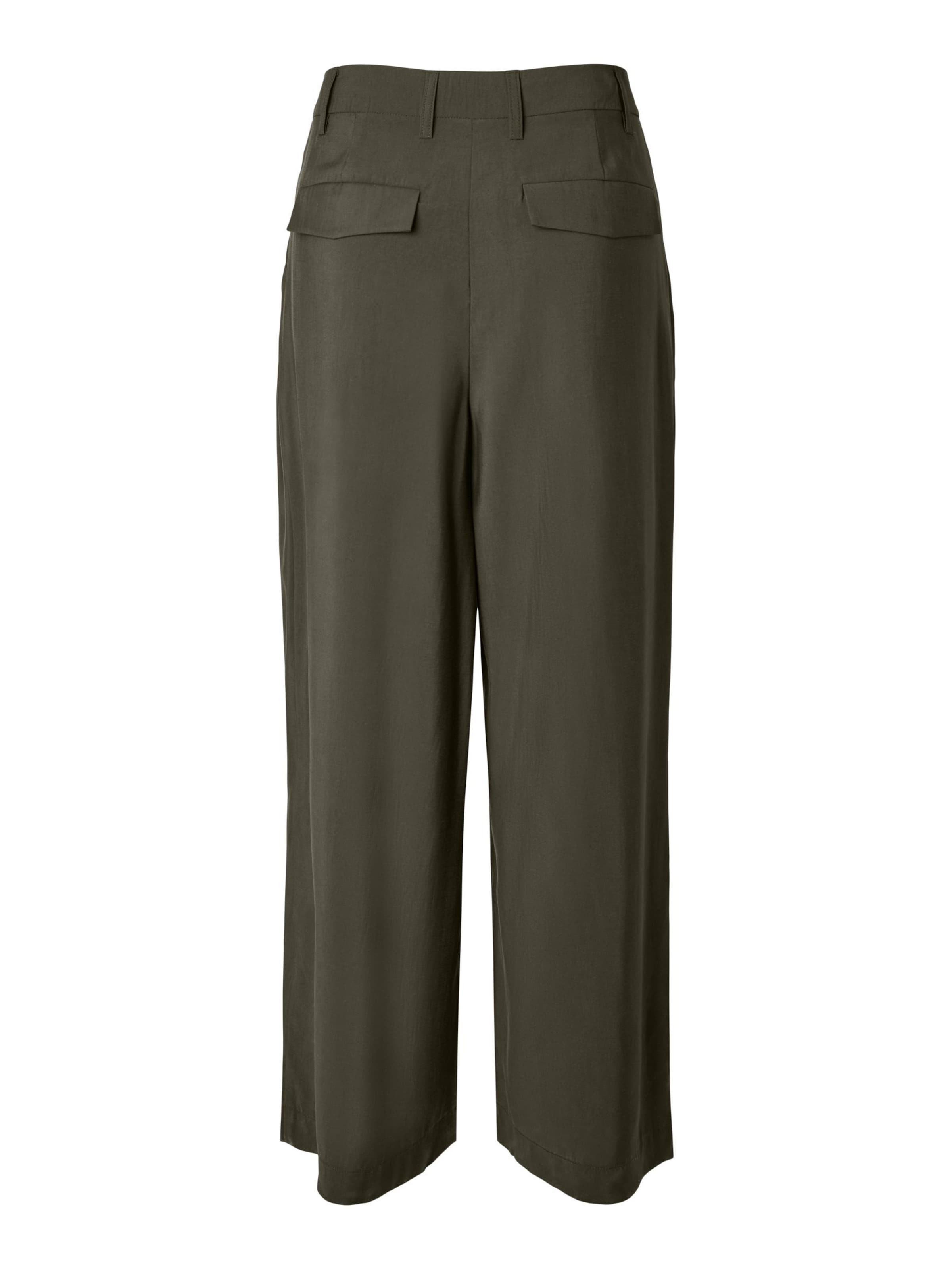 PIECES Wide leg Pleat-front trousers 'PCCarla' in Green