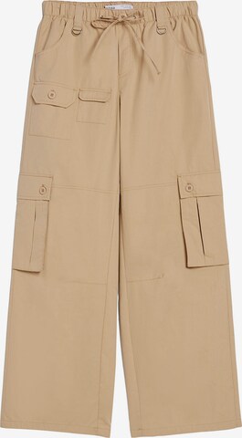 Wide Leg Pantalon cargo Bershka en beige : devant