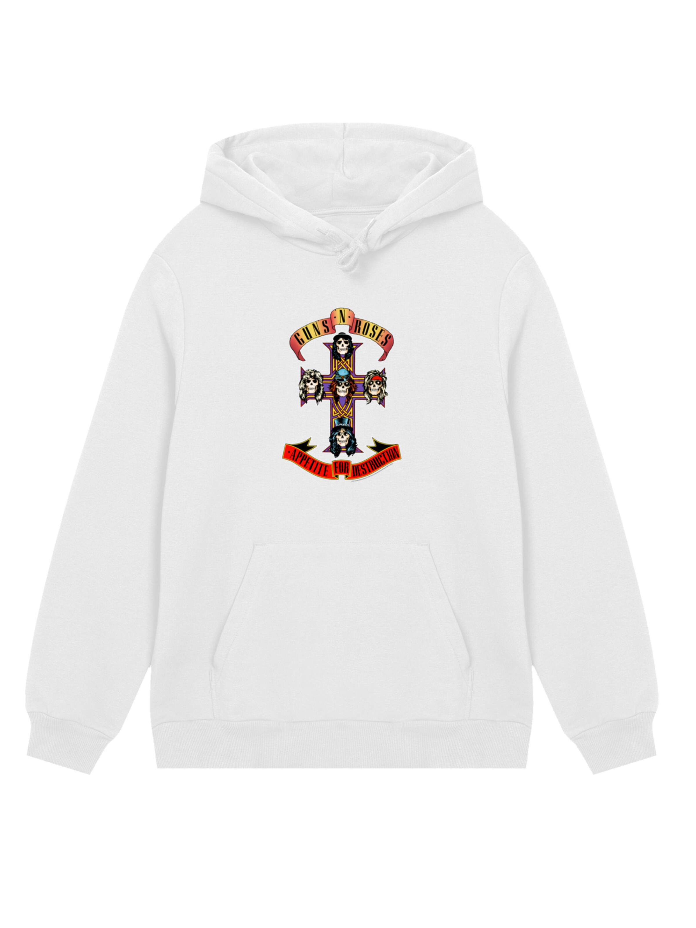 F4NT4STIC Sweatshirt 'Guns 'n' Roses Appetite For Destruction' in Weiß: Vorderseite