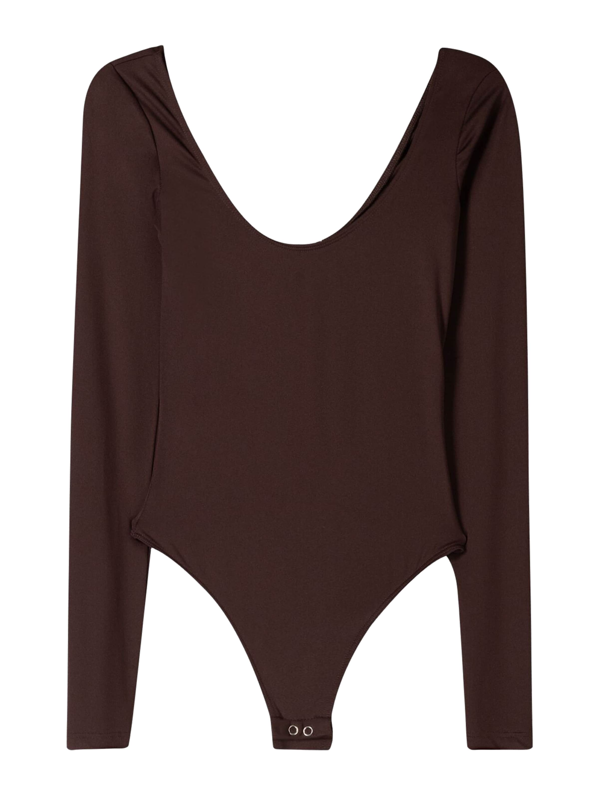 Bershka Shirt bodysuit in Brown: front