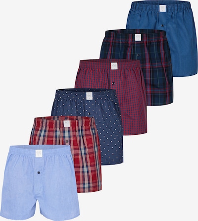 MG-1 Boxershorts 'Classics' in L in marine / hellblau / rot / weinrot, Produktansicht