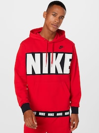 Nike Sportswear červená hoodie s černobílými detaily