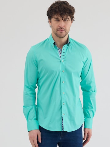 Slim fit Camicia business 'Donatello Iconic Poplin Stretch Man Shirt Green' di 7Camicie in verde