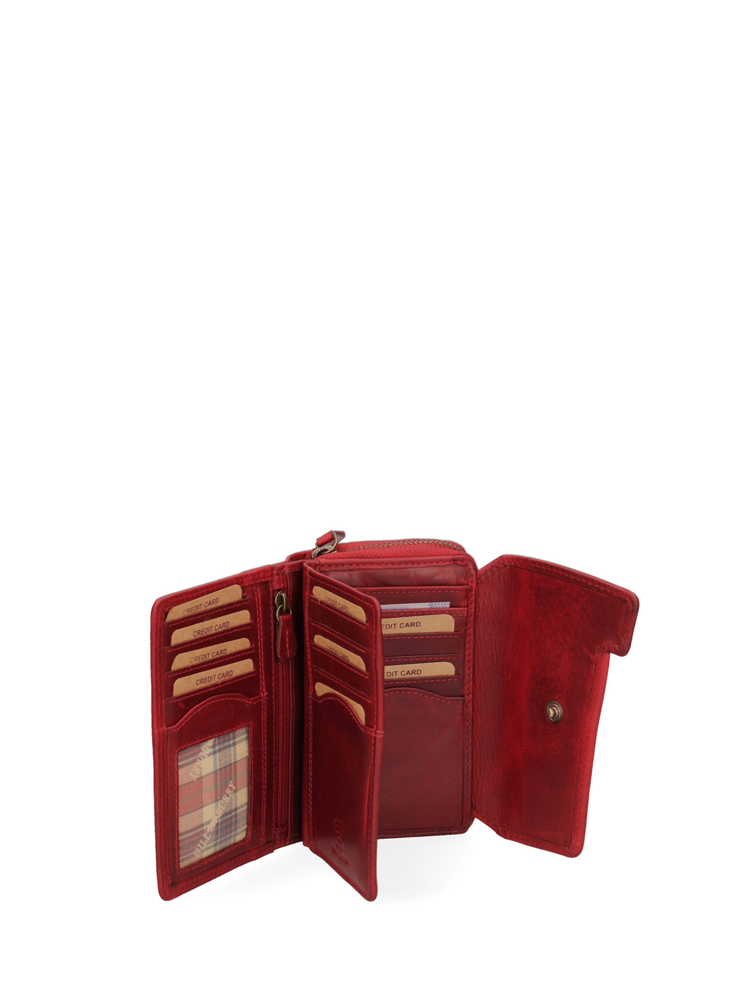 Portamonete 'Portafoglio Uomo Pelle Vacchetta Chiusura Magnetica Navy Hill Burry' di HILL BURRY in rosso