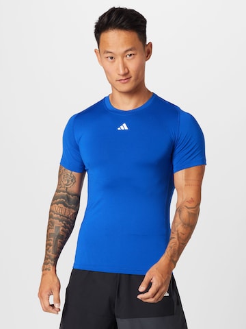 Tricou funcțional 'Techfit' de la ADIDAS PERFORMANCE pe albastru: față