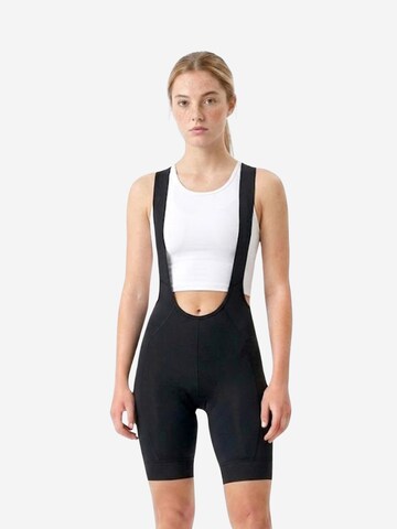 WULIBIKE Skinny Urheiluhousut 'Damen Trägerhose V-Träger, 3D-Polster' värissä musta: etupuoli