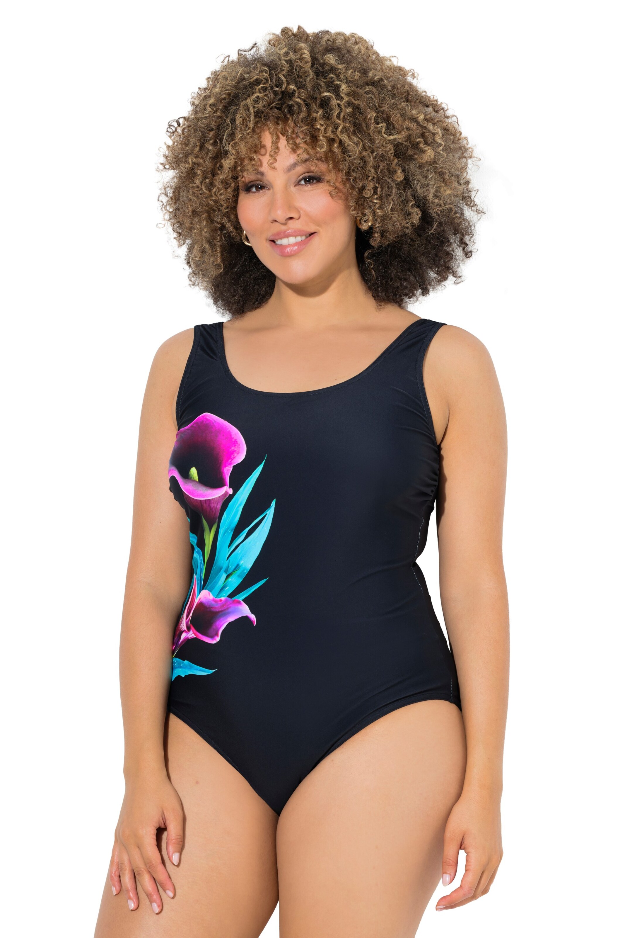 Ulla Popken T-shirt Swimsuit in Black: front