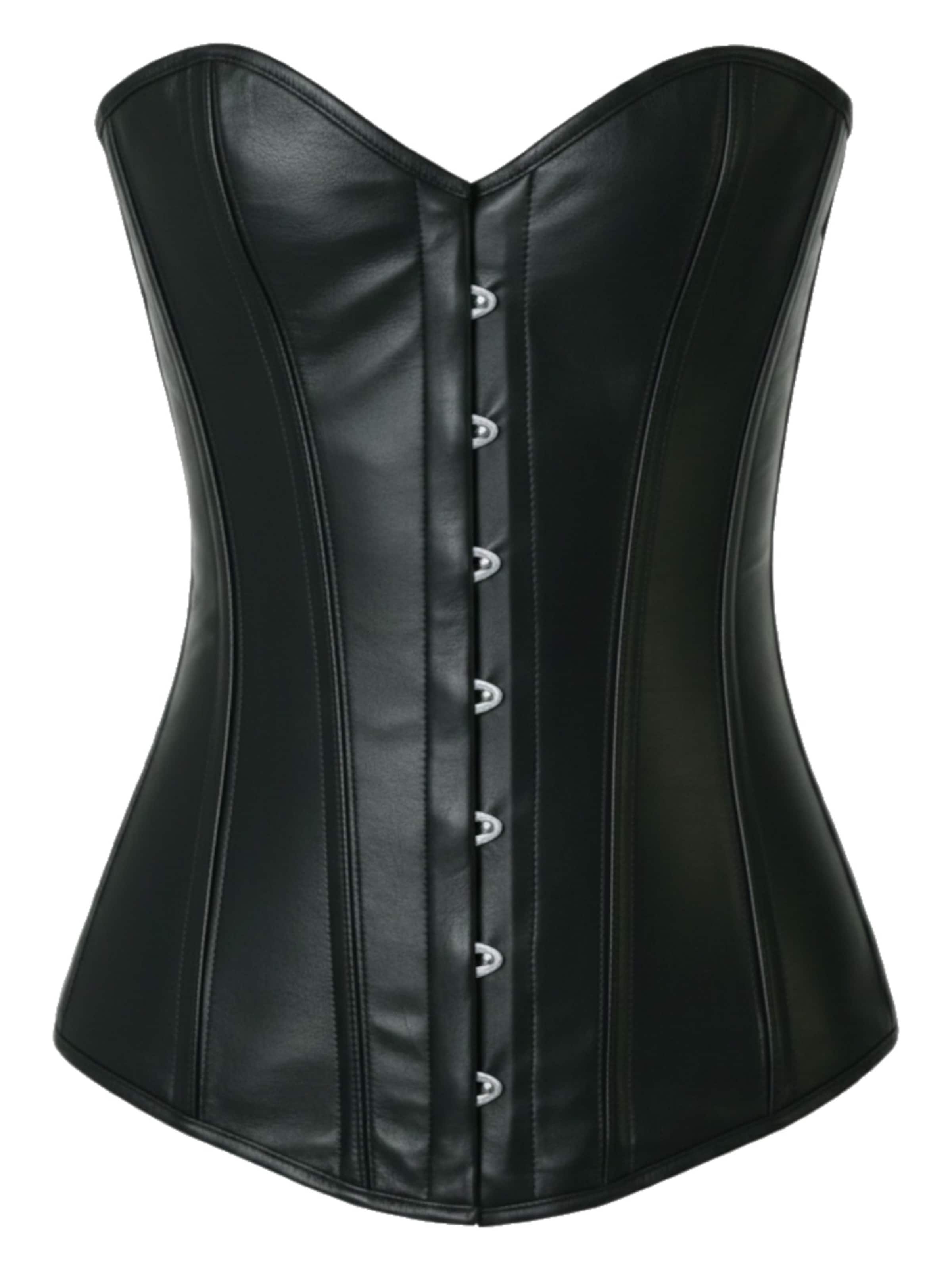 fapedo Bodice 'Leder Vollbrust Korsett Corsage Lx99' in Black: front