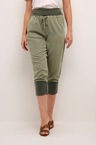 Cream Tapered Harem trousers in Green