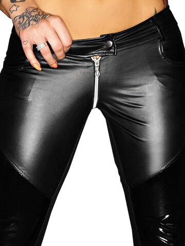 Noir Handmade Skinny Leggings 'Wetlook Hose F115' in Black