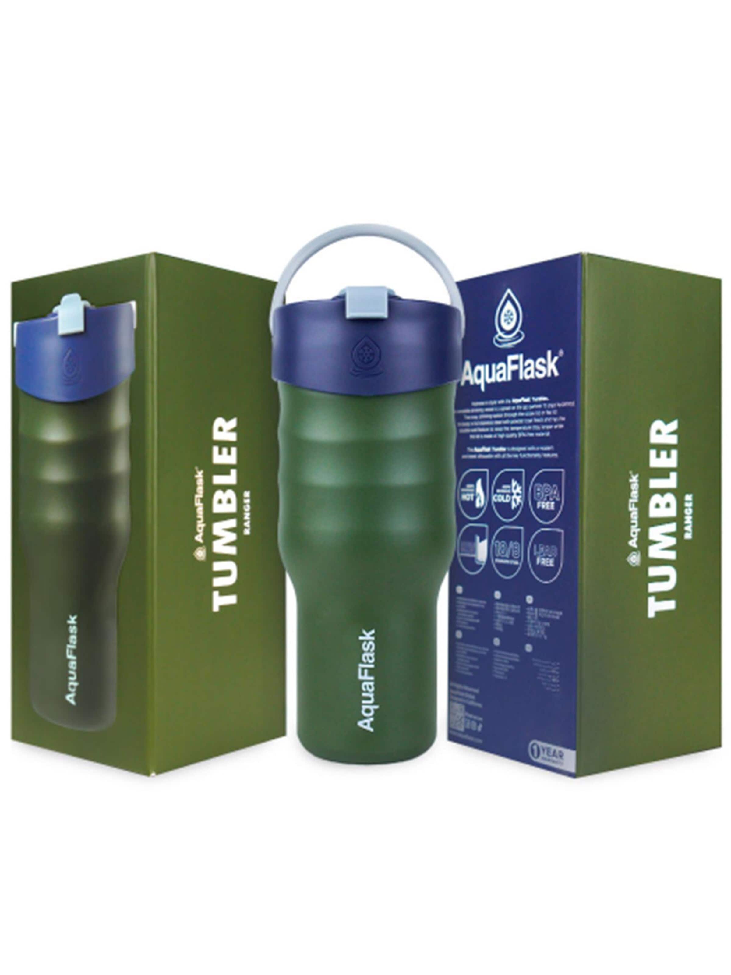 AquaFlask Láhev na vodu 'AquaFlask Termoláhev TUMBLER 887 ml' – zelená