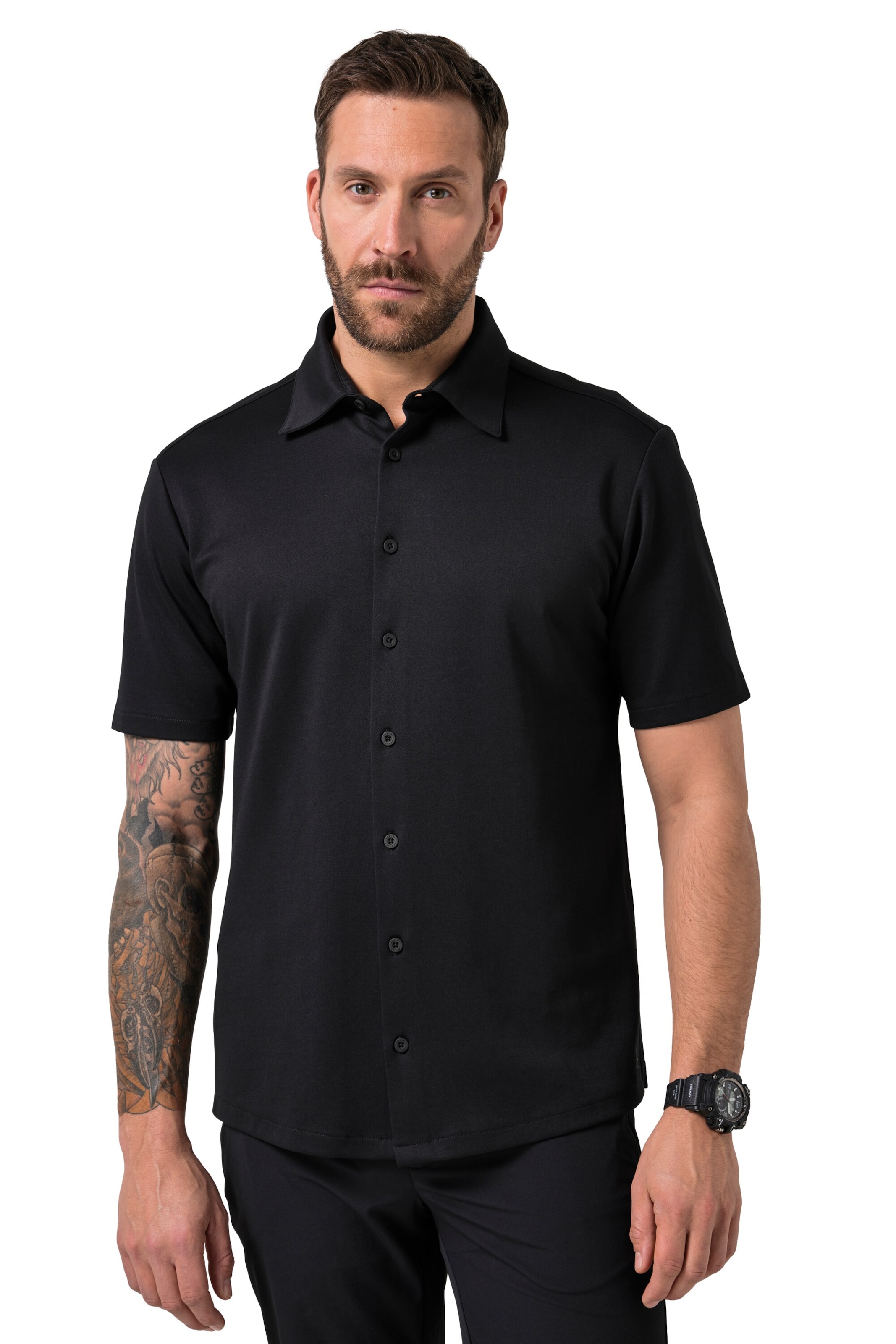 JAY-PI Regular fit Button Up Shirt in Black: front