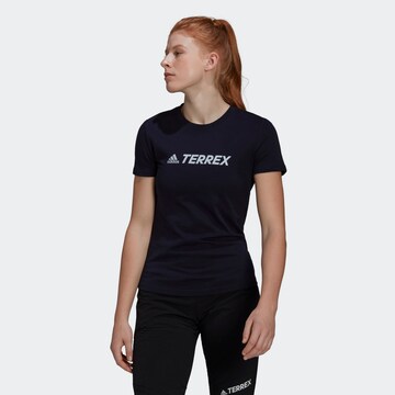 ADIDAS TERREX Skinny Functioneel shirt in Blauw: voorkant