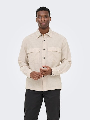 Only & Sons Regular fit Button Up Shirt 'ONSCaiden' in Grey: front
