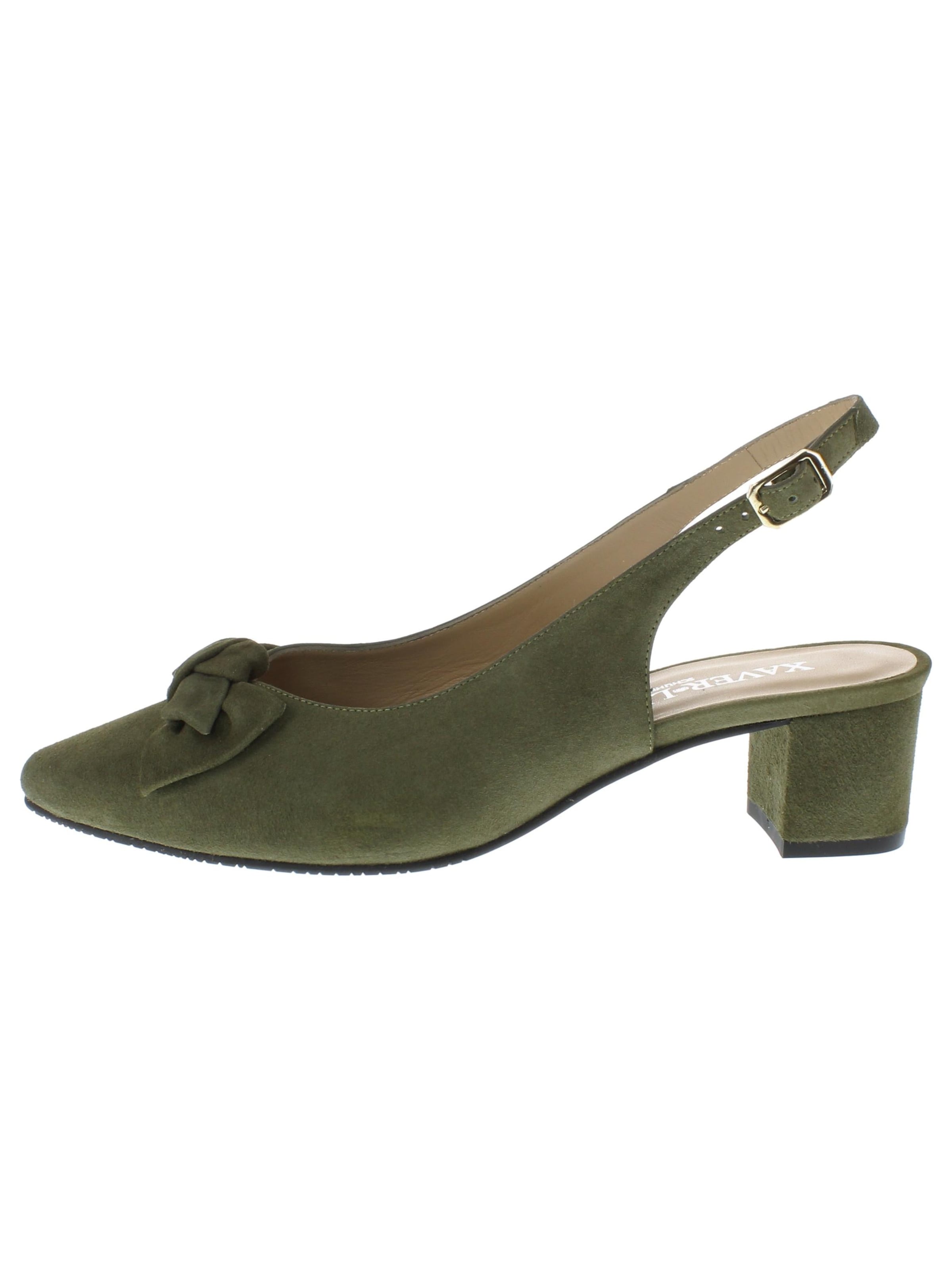 XAVER LUIS Schuhmanufaktur Slingback Pumps 'ISAR' in Olive, Item view