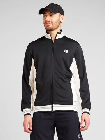 FILA Athletic Zip-Up Hoodie 'Björn' in Black: front