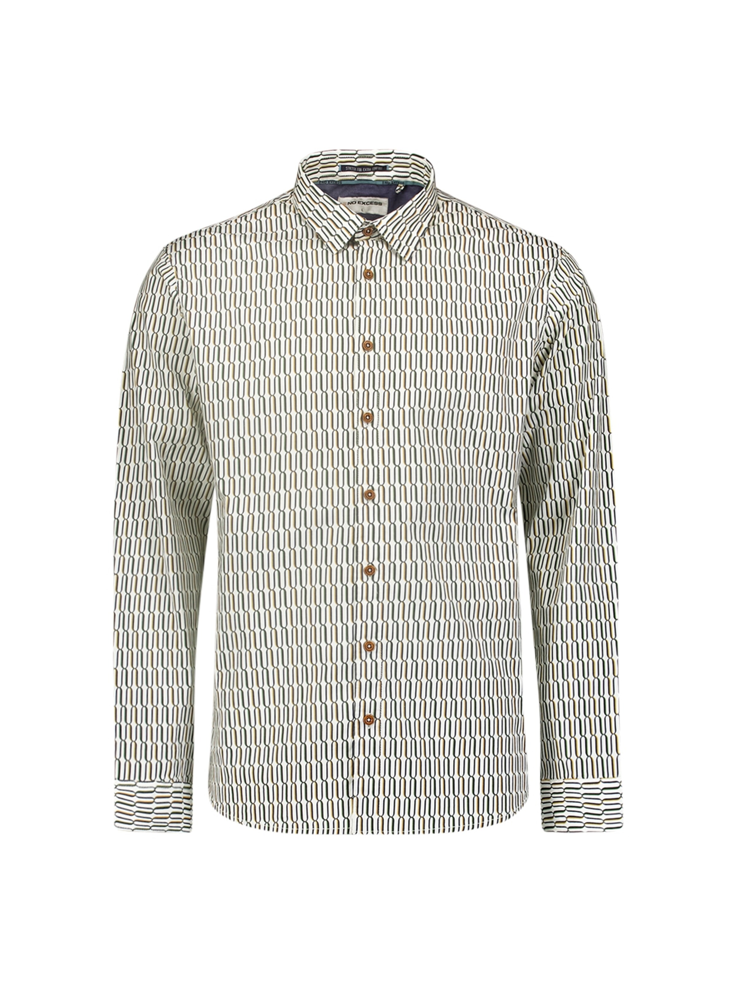 No Excess Regular Fit Hemd in Beige: Vorderseite