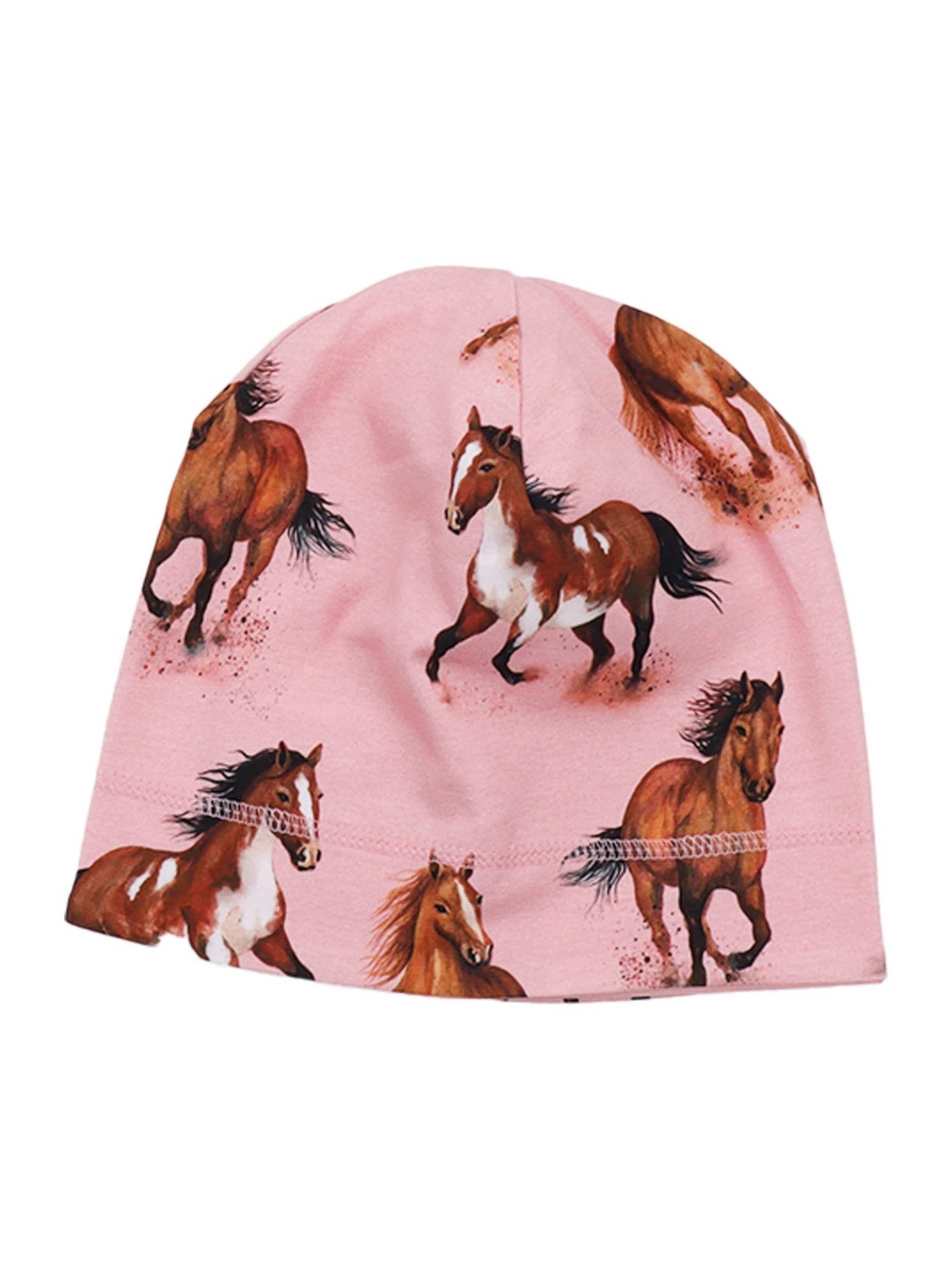 Walkiddy Mütze 'Walkiddy - Graceful Horses Beanie'‌‌‌‌‌‌ in Pink: Vorderseite