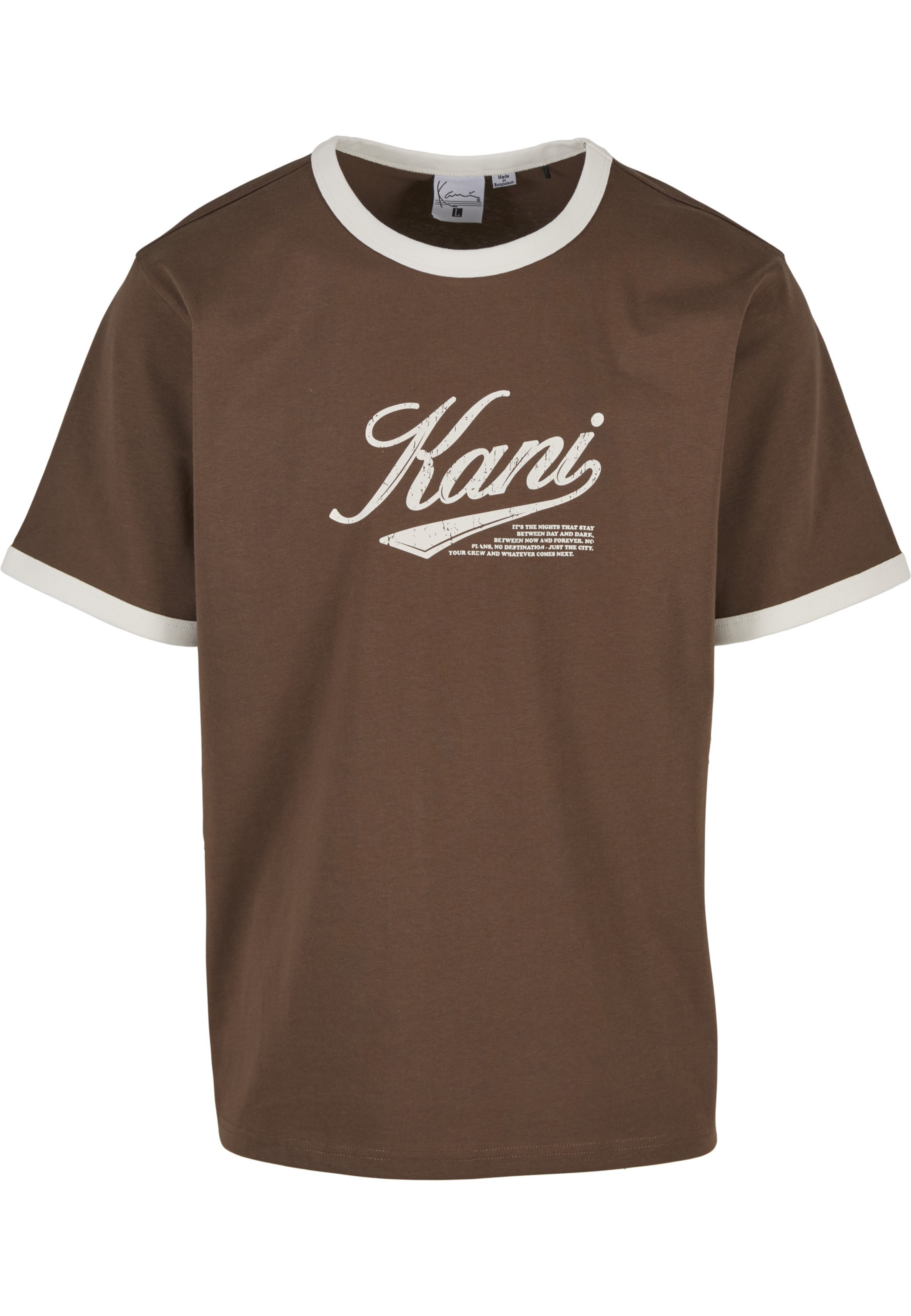 Karl Kani T-Shirt 'Cursive Varsity' in Braun: Vorderseite