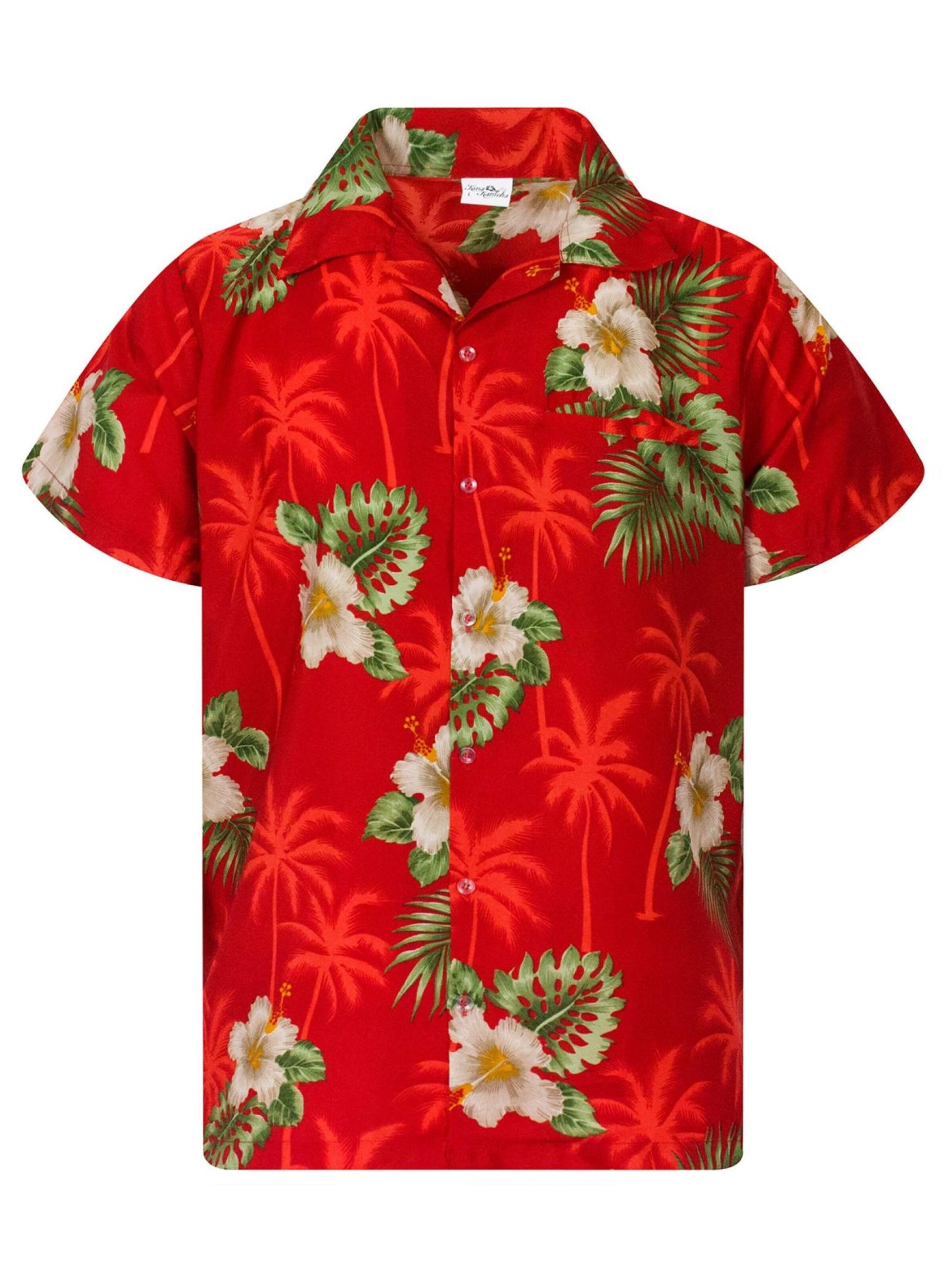 King Kameha Shirt 'Small Flower'‌ in Rot: Vorderseite