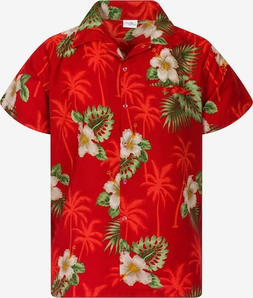 King Kameha Shirt 'Small Flower' in Rot: Vorderseite