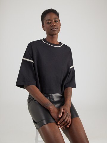 BOSS Тениска 'C_Ecrochet' в черно: отпред