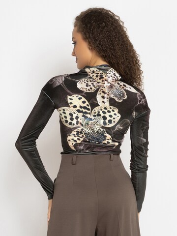 JIORO Blouse 'LEO ORCHID' in Zwart