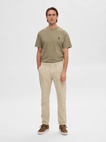 SELECTED HOMME - Tapered Calças chino 'Jax' em bege