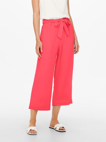 ONLY Wide leg Pleat-Front Pants 'Caro' in Pink: front