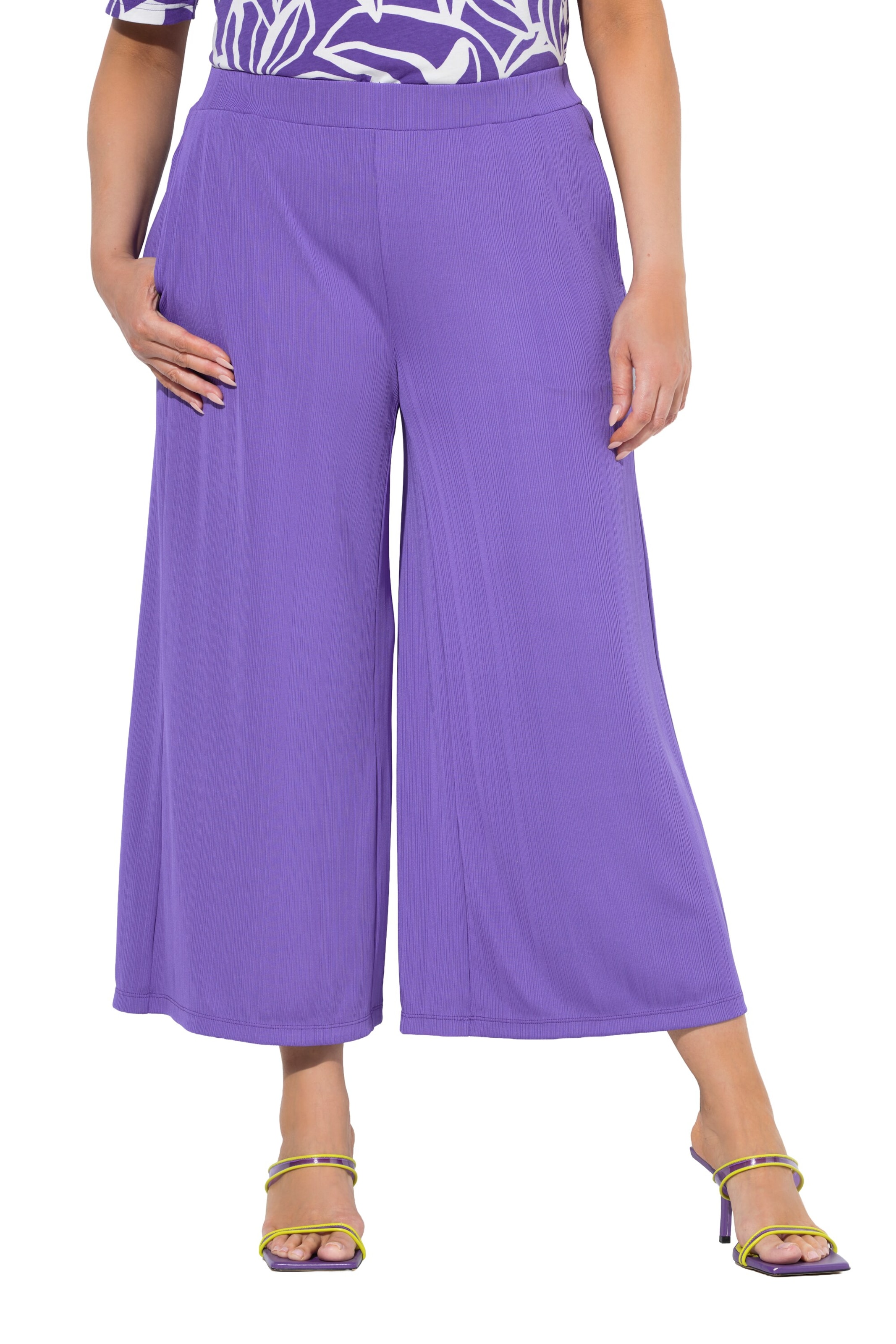 Ulla Popken Wide leg Broek in Lila: voorkant