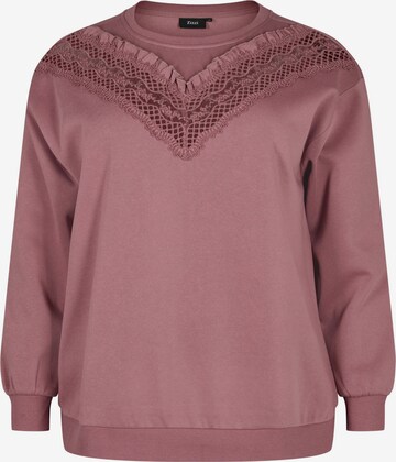 Zizzi Sweatshirt 'CASARA' in Lila: predná strana