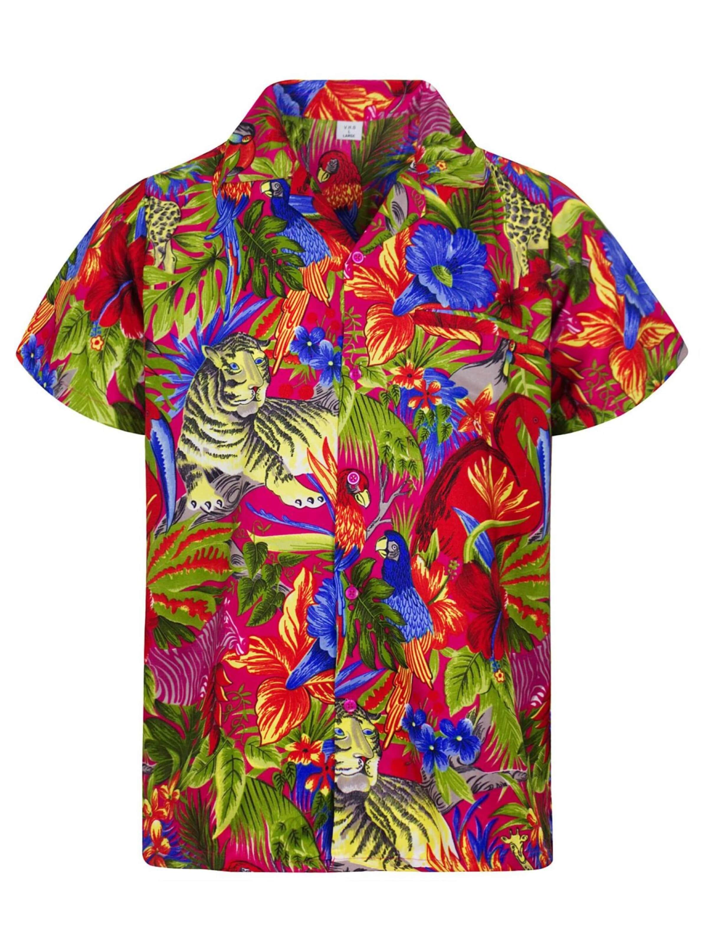 King Kameha Shirt 'Jungle' in Roze: voorkant