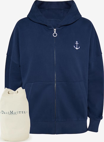 DreiMaster Maritim Zip-Up Hoodie in Blue: front