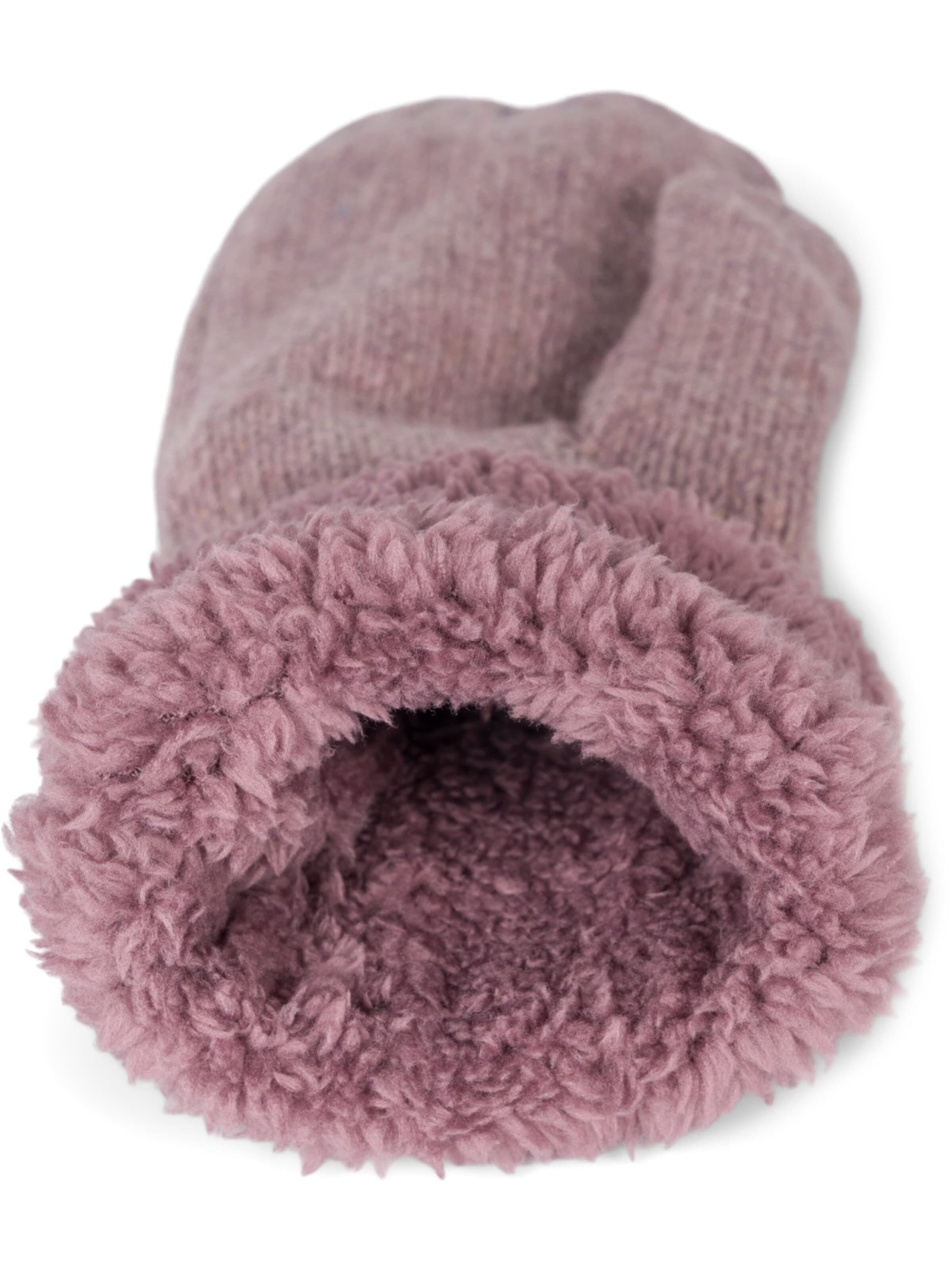 styleBREAKER Mittens 'Strickhandschuhe Fäustlinge mit Strass und Perlen' in Purple