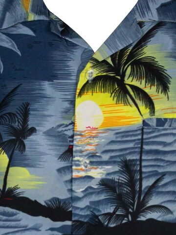 King Kameha Regular fit Button Up Shirt 'Surf' in Grey