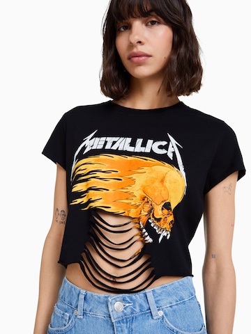 Bershka T-Shirt in Schwarz