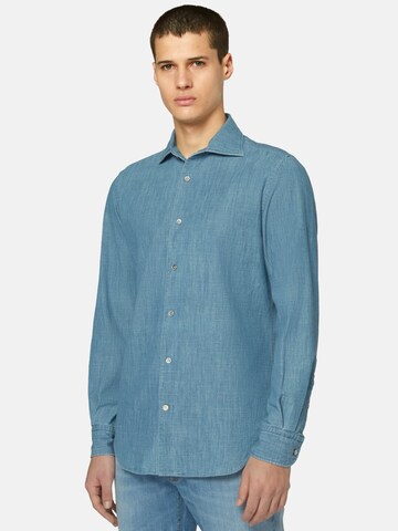 Coupe regular Chemise Boggi Milano en bleu : devant