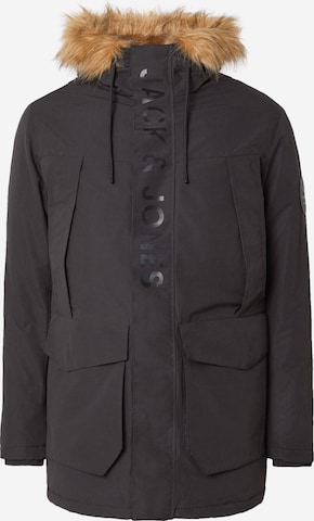 JACK & JONES Winter parka 'JJCAMP' in Black: front