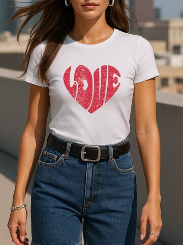 GORHEY Shirt 'Women's Summer Casual Red heart Print Shirt,Short-Sleeve Slim fit Basic Tee' in Wit: voorkant