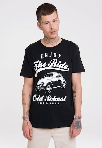 LOGOSHIRT T-Shirt 'Volkswagen' in Schwarz: predná strana