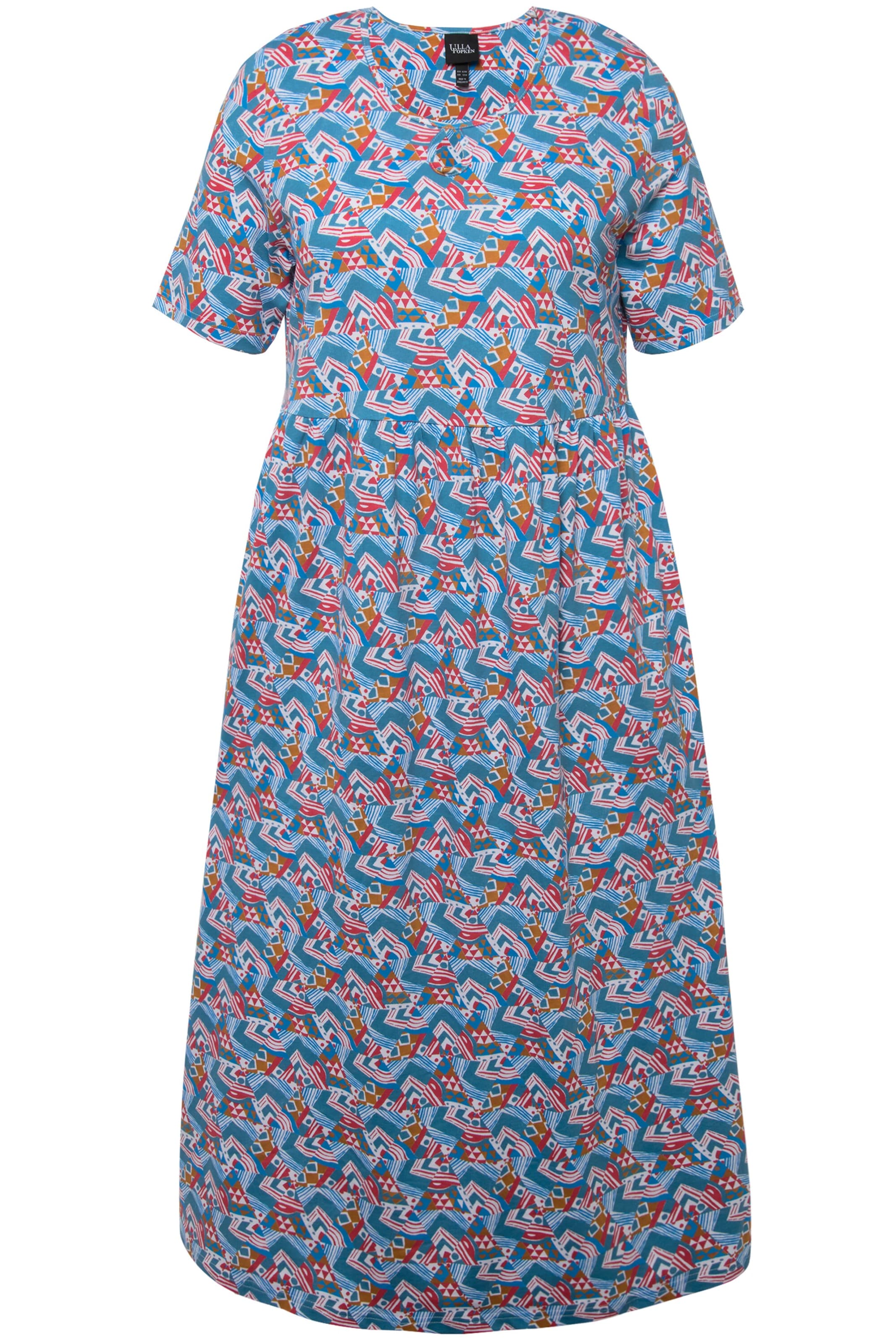 Ulla Popken Kleid in cyanblau / mandarine / cranberry / weiß, Produktansicht