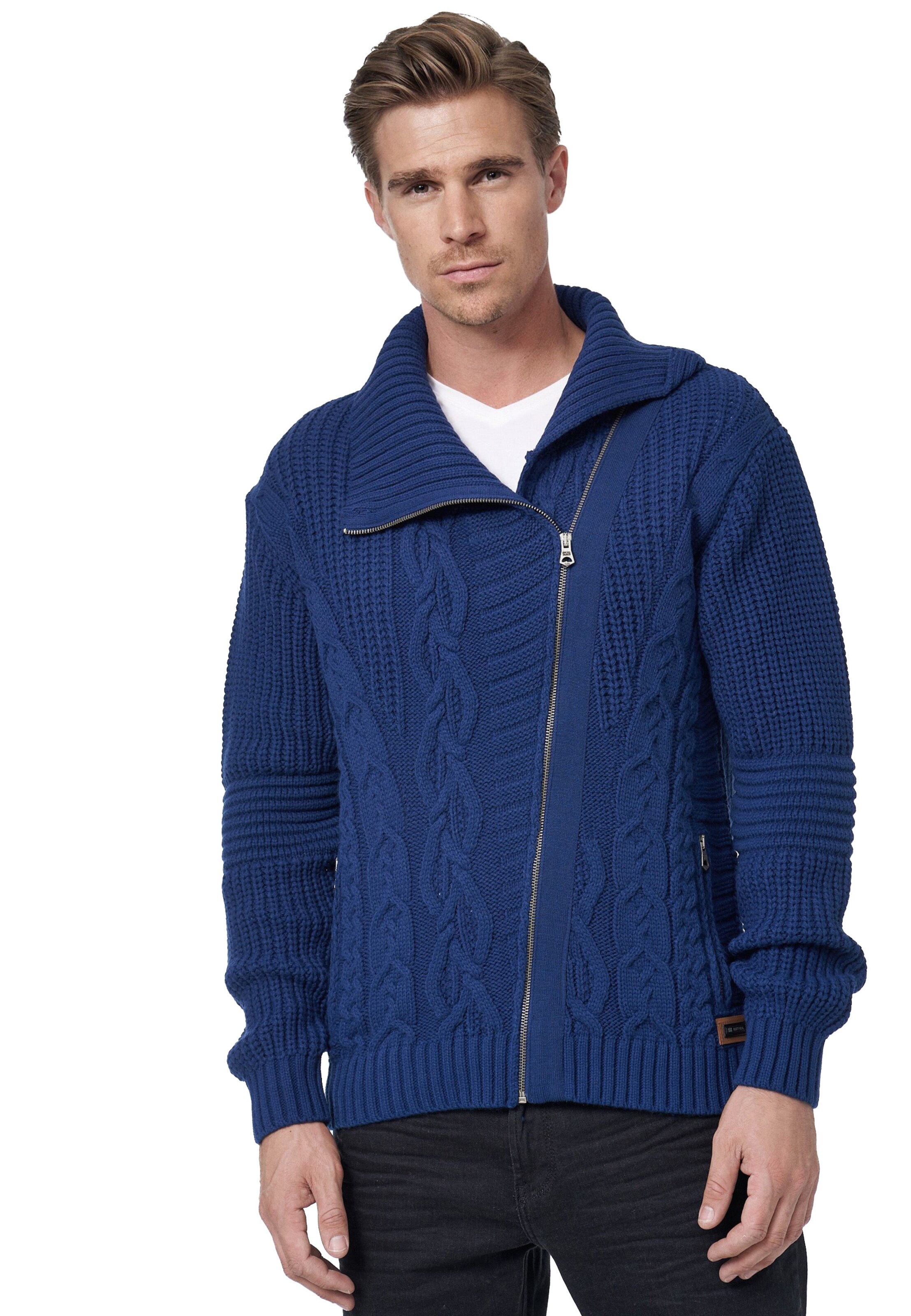 Rusty Neal Knit cardigan in Blue: front