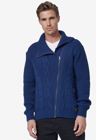 Rusty Neal Knit Cardigan in Blue: front